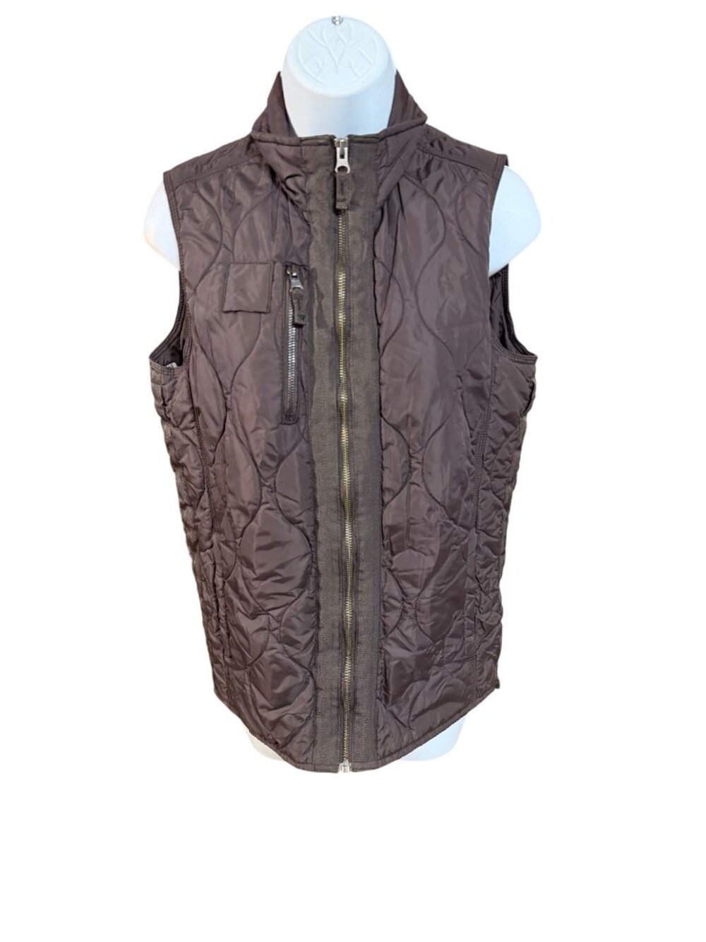 Vintage Triple Five Soul Quilted Nylon Vest Brown Full Zip Medium From Sony Stud